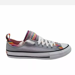 Wolf Grey Converse w Multi Color Double Upper OX